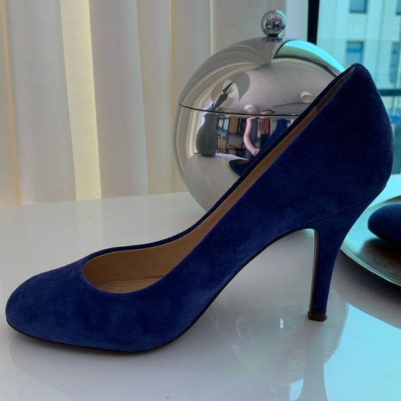 J. Crew Iris Blue Leather Suede Pump Stiletto Heel - Picture 10 of 15